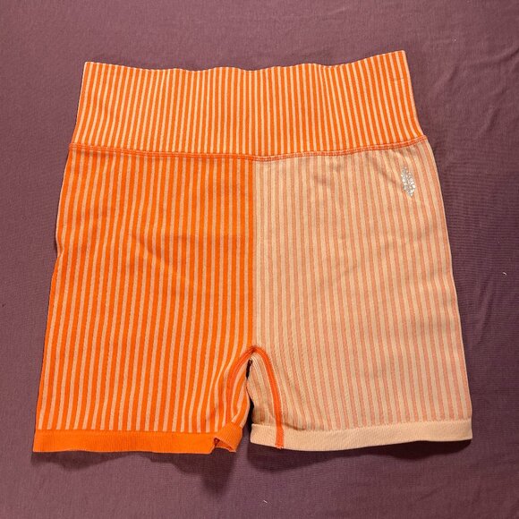 Free People Movement Striped Mixing Shorts in Papaya (Orange Colorblock)- Medium - Picture 2 of 8